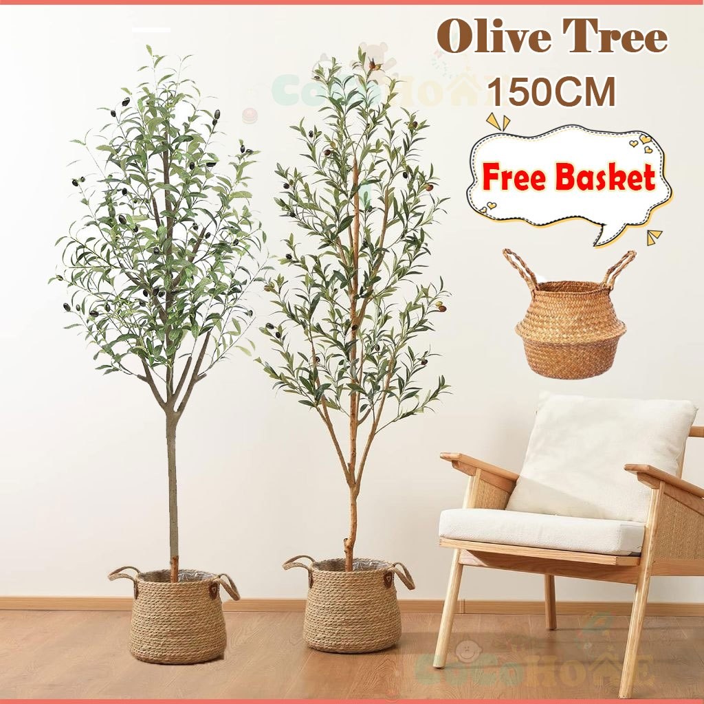 Artificial Olive Tree 5FT Tall with Basket Faux Olive Trees Indoor Fake ...
