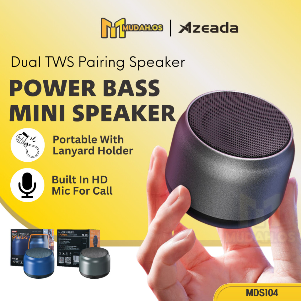 AZEADA Wireless Bluetooth Mini Portable TWS Full Bass Power Speaker ...