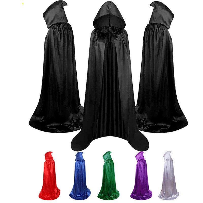 Adult Kids Cosplay Costumes Medieval Warrior Hooded Cloak Cape Robe ...