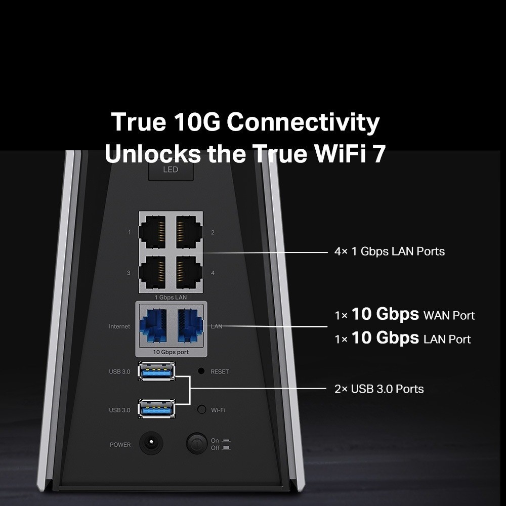 TP-Link Archer BE805 WiFi 7 BE19000 Tri-Band Dual 10G Ports Router