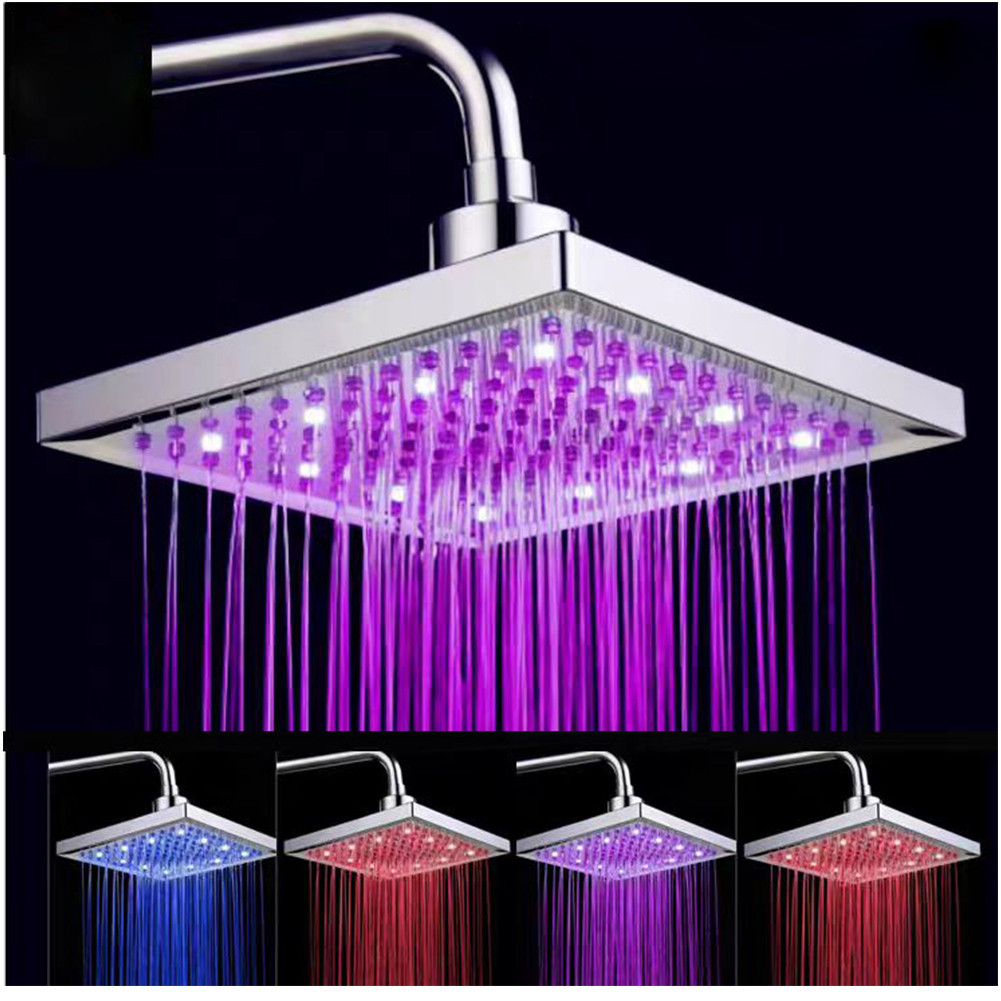 Shower Head Bath Water Saving Colorful LED Shower Bathroom Temperature ...