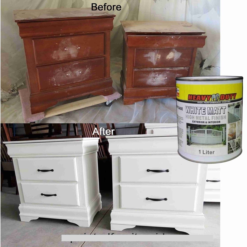 1LITER MATTE WHITE HEAVY DUTY MATT PAINT FOR WOOD AND METAL