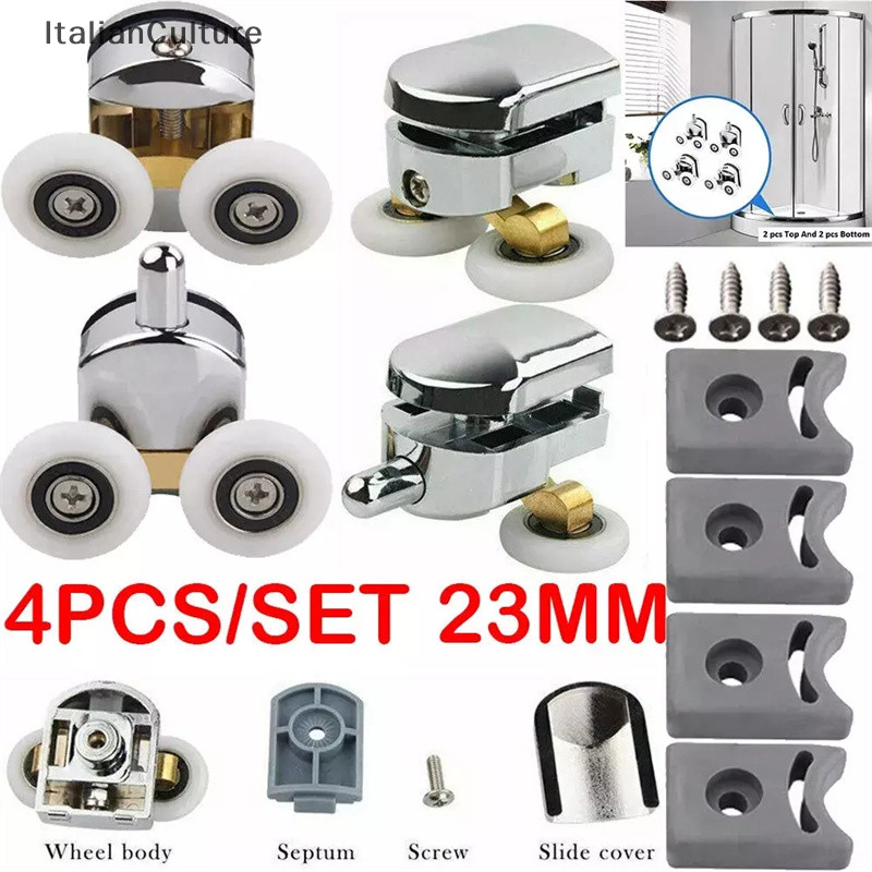 ItalianCulture 4 Pcs Shower Screen Door Rollers Zinc Alloy Runners