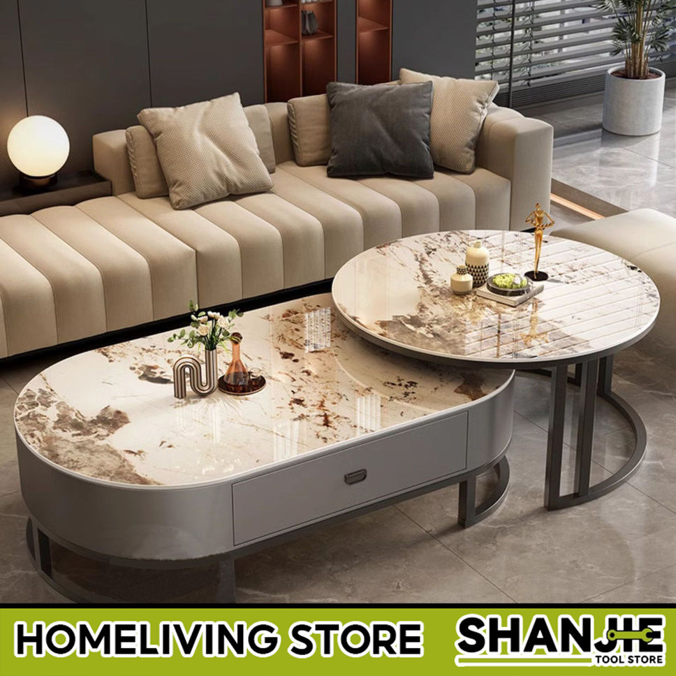 SHANJIE Rock Plate Tea Table Living Room Household Light Luxury Modern ...