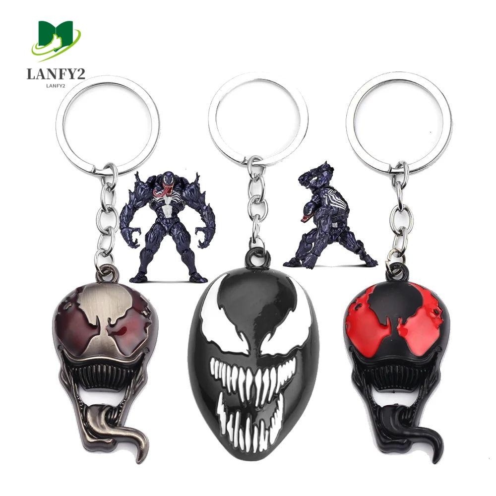 ALANFY Electroplating Keychain Neckless Venom Symbiote Electroplating Metal Keychain Fashion The Last Dance Marvel Superhero Alloy Venom Fans