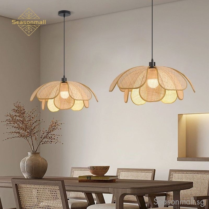 2024 Hand Woven Rattan Chandelier Led Rattan Pendant Lamp For Kitchen ...