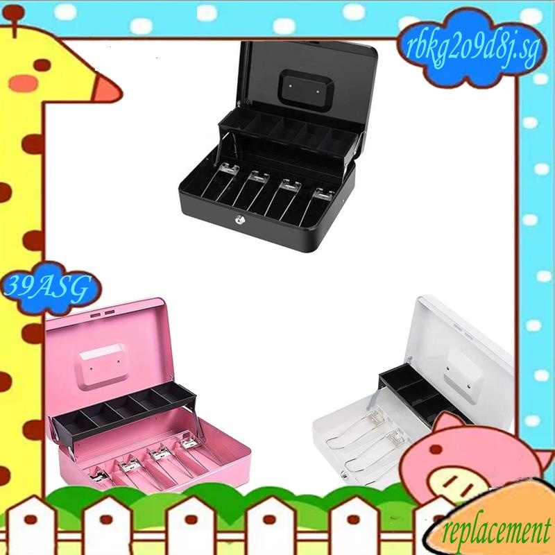 39A- Metal Cash Register with Key Lock-Portable Money Organizer Box ...
