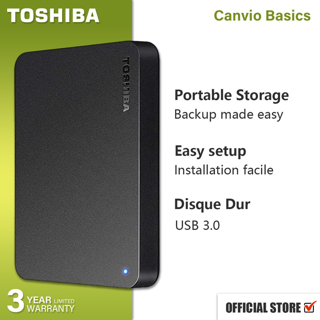 Toshiba External Hard Drive Canvio Basics 2TB USB 3.0 HDD Portable 2.5 ...
