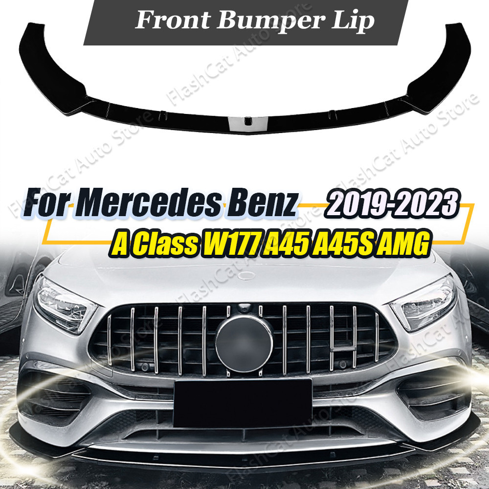 thumbnail image 2 of HDC Autosports Painted Black Front Bumper Lip Spoiler For 2019-2023 Mercedes A-Class AMG W177 2 of 5