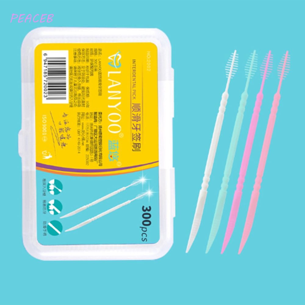 PEACEB 300/60 Pcs Fish Bone Shaped Interdental Brush, Disposable Gum ...