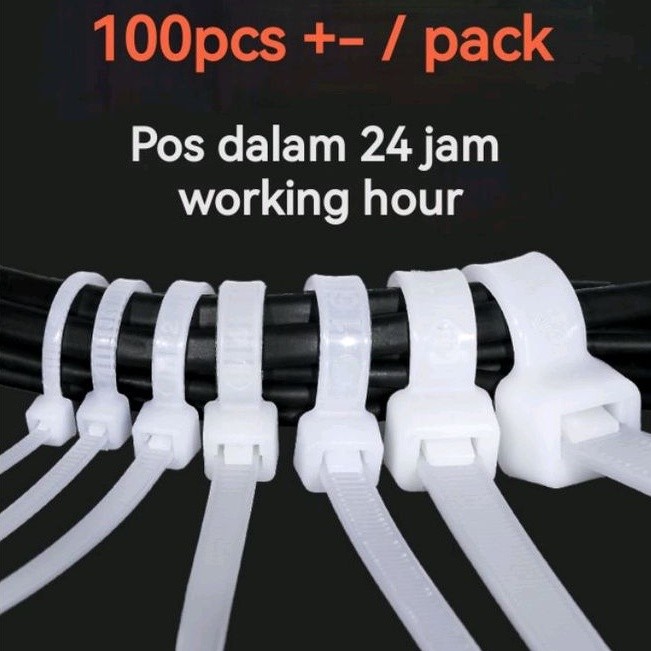 Cable Ties Nylon Wire Pengikat Wayar Kabel Tie Locking Zip Black White ...