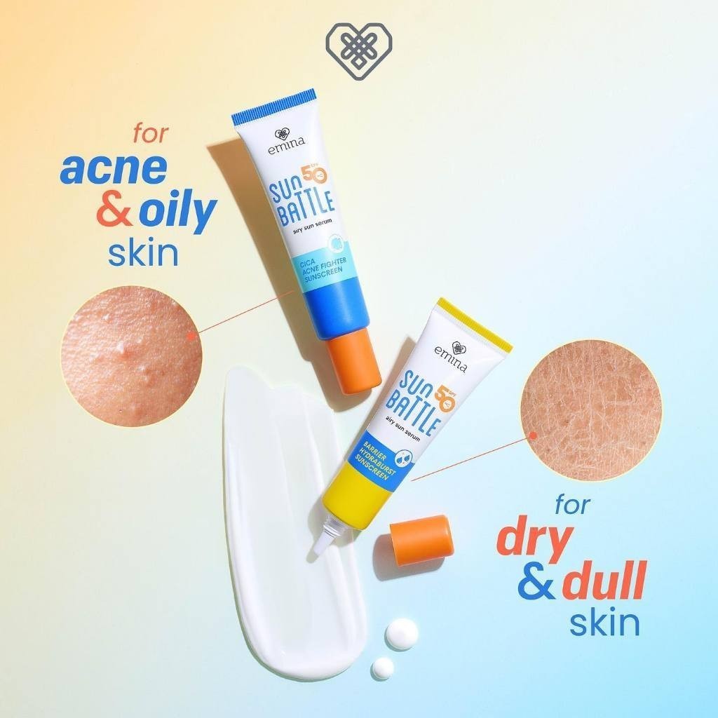 Emina Max Airy Protection - Duo Sun Battle Spf 50 Pa++++ Barrier Hydraburst & Cica Acne Fighter/ MJO - Gambar 3