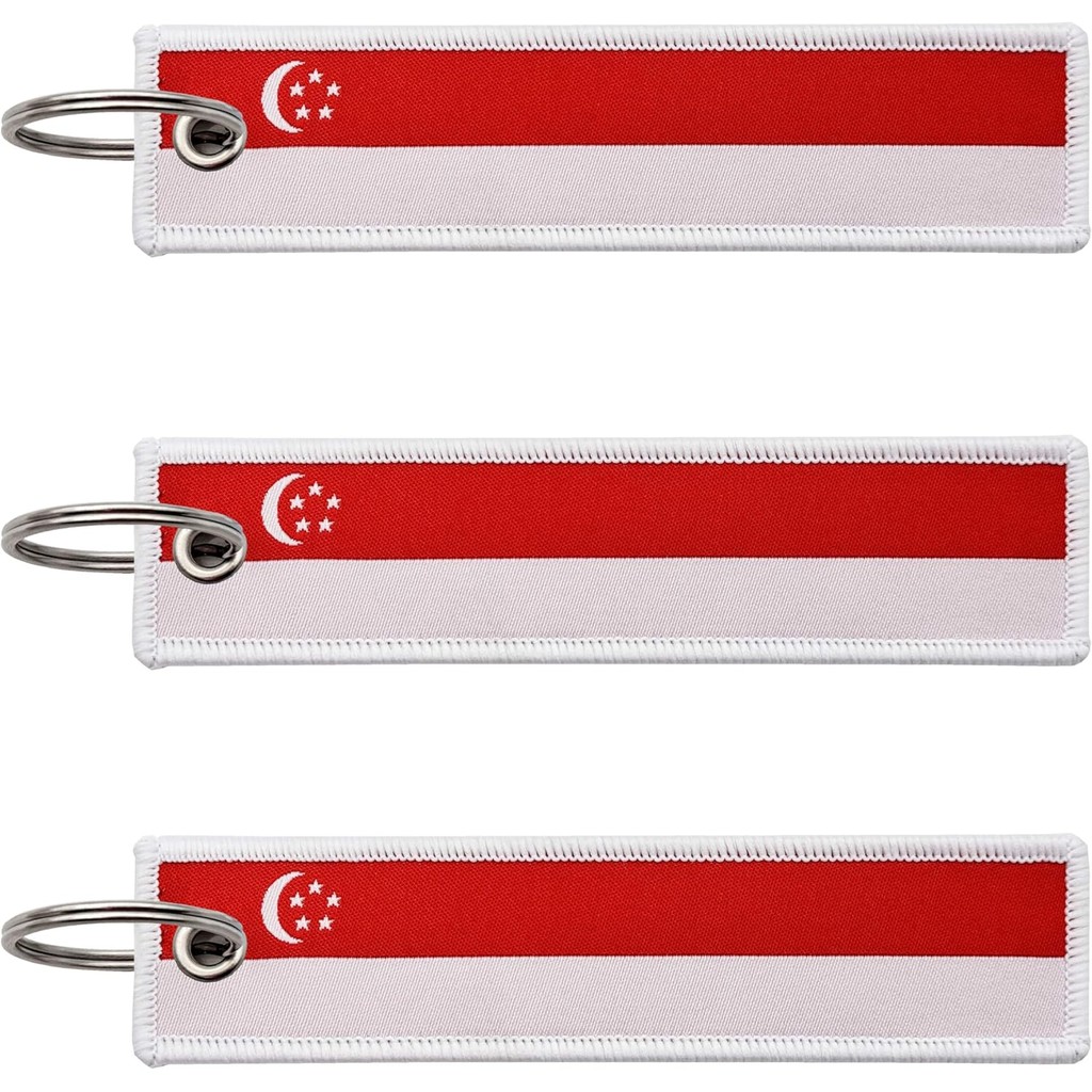 1 Pcs Singapore Singaporean Country Flag Keychain,Woven label Key ...