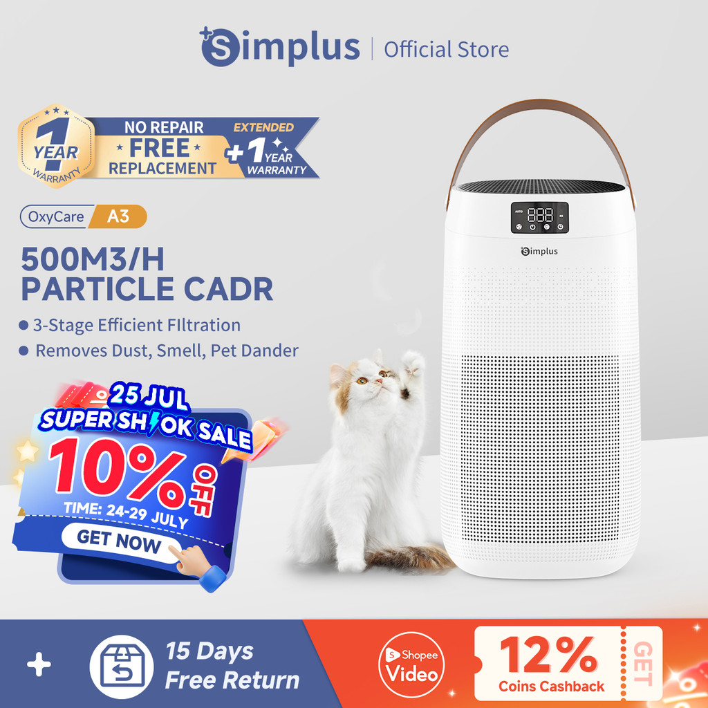 Simplus Air Purifier Household LCD Panel Touch Screen PM CADR 500m³/H ...
