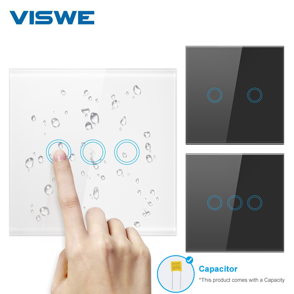 VISWE Touch Smart Switch 86 Type Single Live Wire 110-240V 300W ...