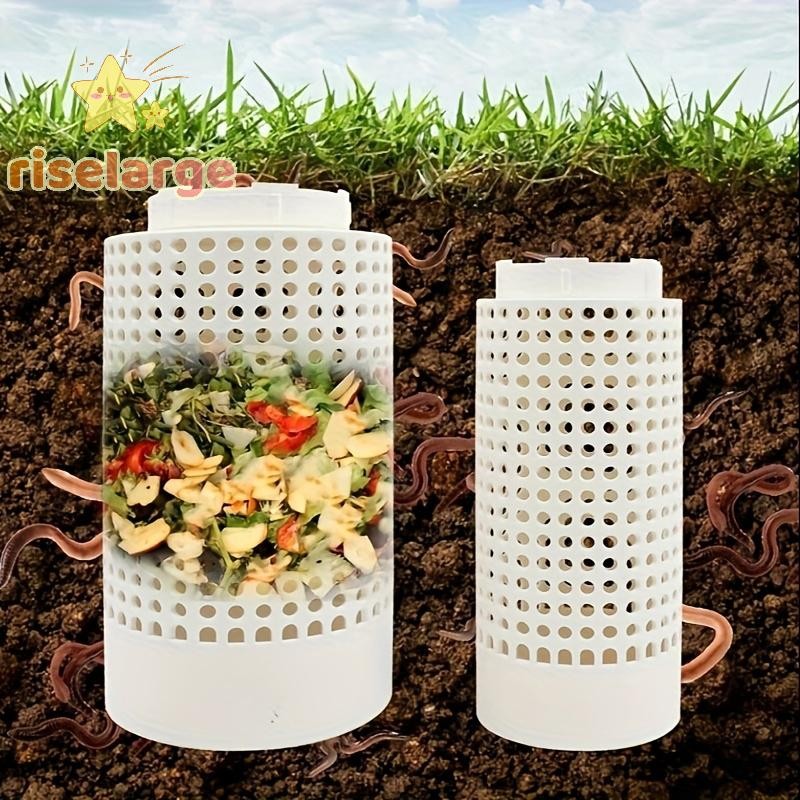 [RiseLargeS] 1Pcs White Plastic worm Compost Bin With Holes And Lid ...
