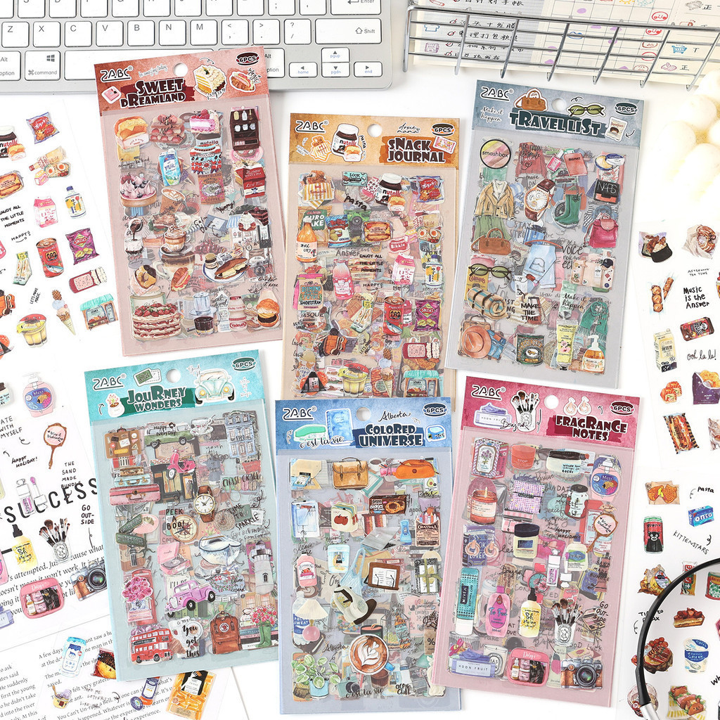 Cute Sticker Set 6 Sheets Kawaii Snack Food Make Up Decorative ...