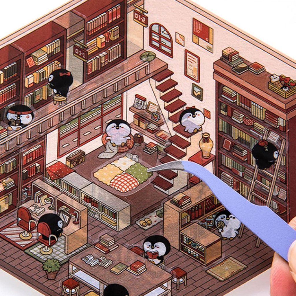 Library Theme Stickers Diy 3d Stickers Relaxing 3d Sticker Set for ...