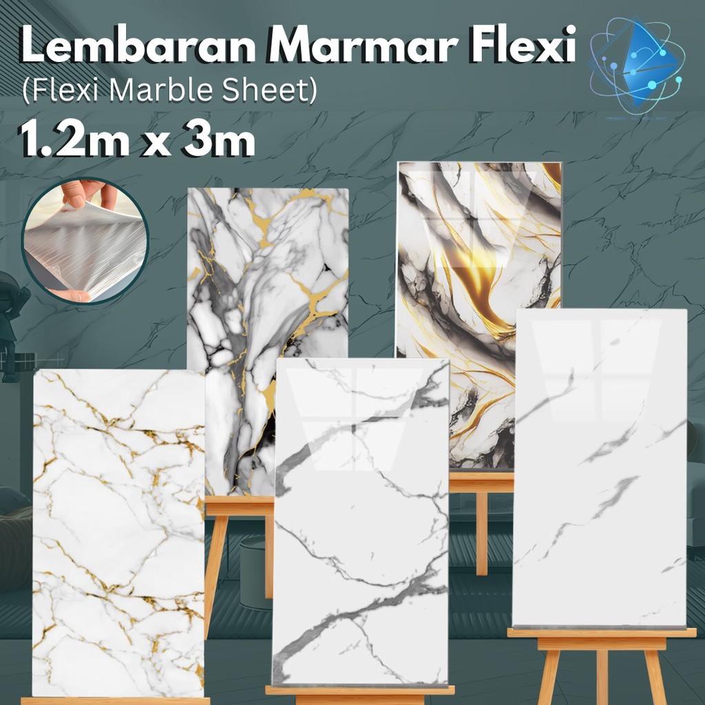 Flexi marble wallpaper self adhesive 120x300cm marble sticker 3d ...