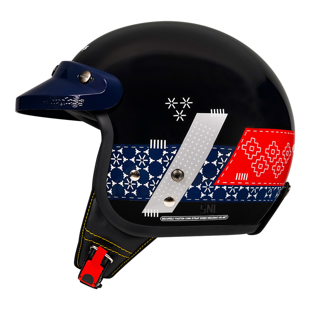 Cargloss CFM Retro Helm Half Face - Sashiko Black - Gambar 3
