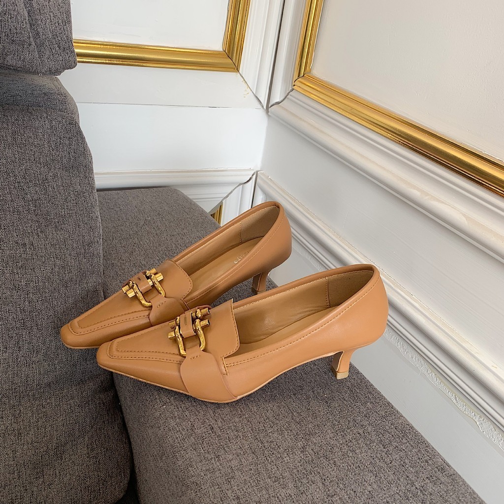New Style Round Toe High Heels 2024 Thick Heel Square Toe Catwalk Mid heel Women s Shoes Shopee Singapore