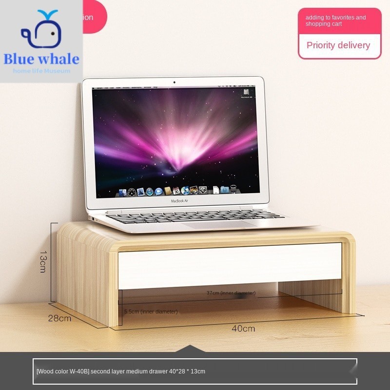[] Solid Wood Monitor Stand Desktop Computer Monitor Riser Bedroom Desk ...