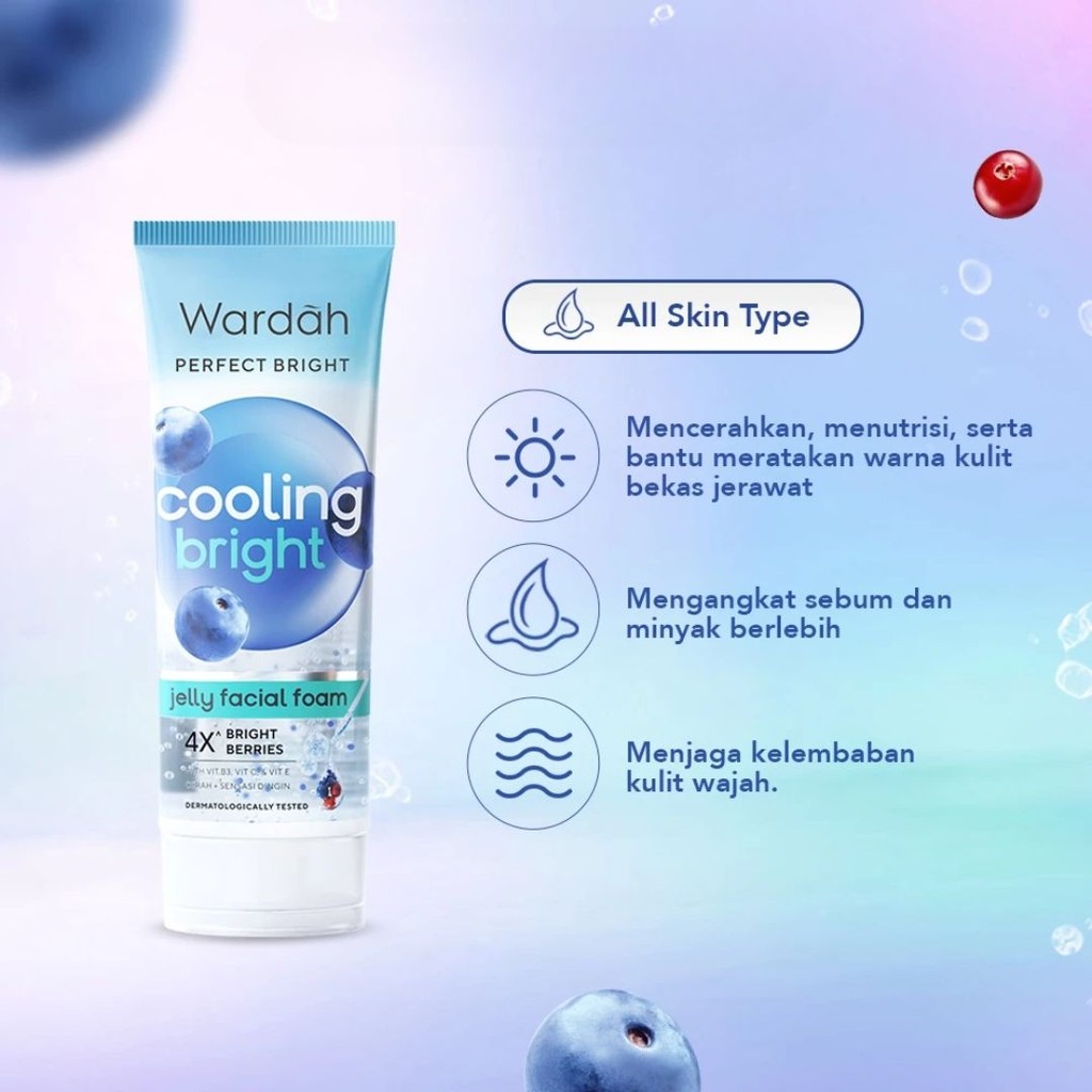 Wardah Perfect Bright Cooling Bright Jelly Facial Foam 100ml / Merah Jingga Official - Gambar 4