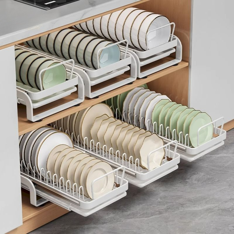 Cabinet Pull-out Dish Rack Cupboard Dish Storage Rack Pull-out Basket ...