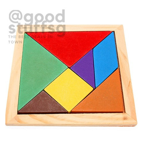 [SG FREE ] Wooden Rainbow Color Tangram DIY Wood Puzzle Kid Educational ...