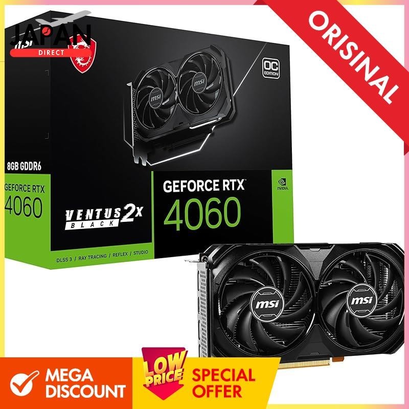 MSI GeForce RTX 4060 VENTUS 2X BLACK 8G OC Graphics Board VD8560 