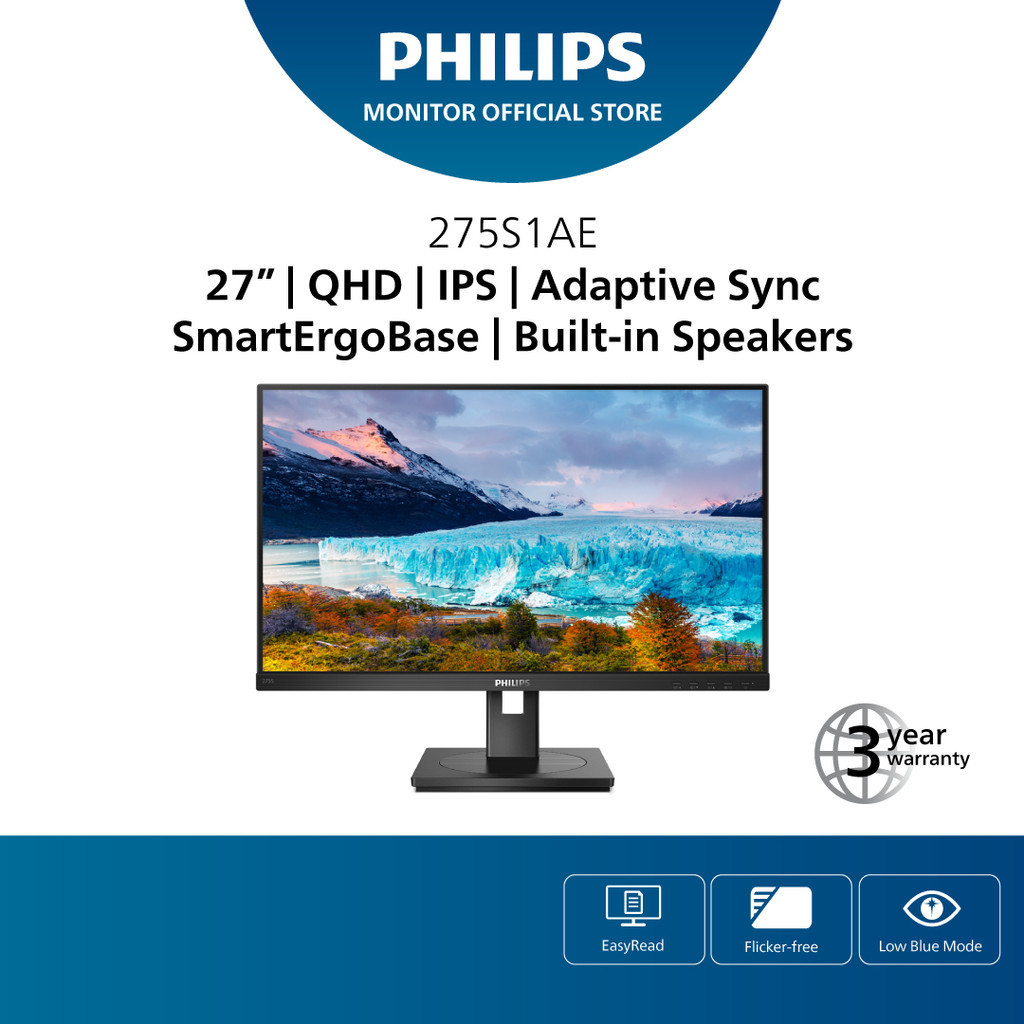 Philips 275S1AE 27" QHD IPS Adaptive Sync Monitor | Shopee Singapore