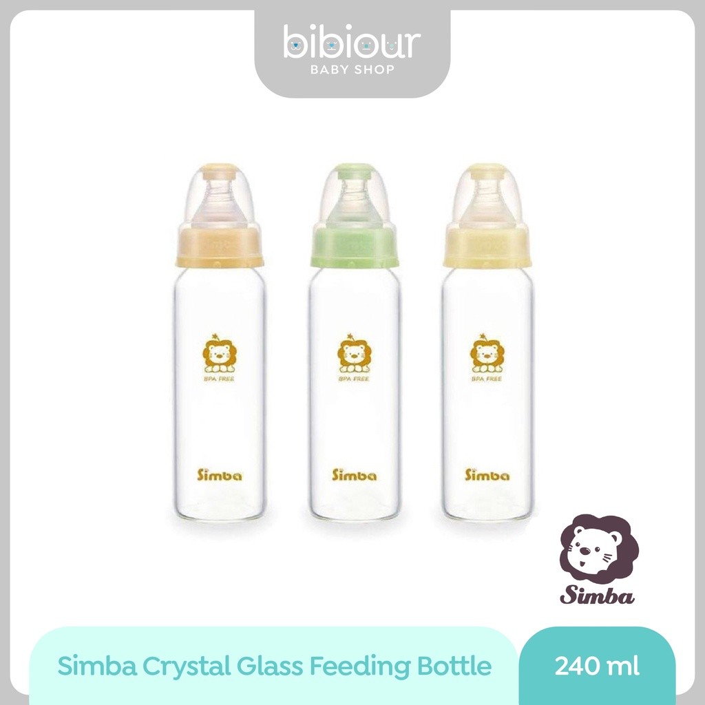Simba Crystal Glass Feeding Bottle 240ml - Yellow | Shopee Singapore
