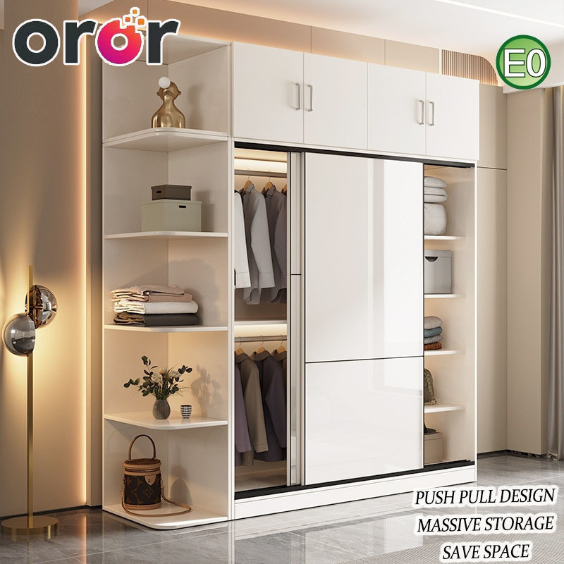 OROR Wardrobe Sliding Door Bedroom Family Wardrobe Rental Room Modern ...