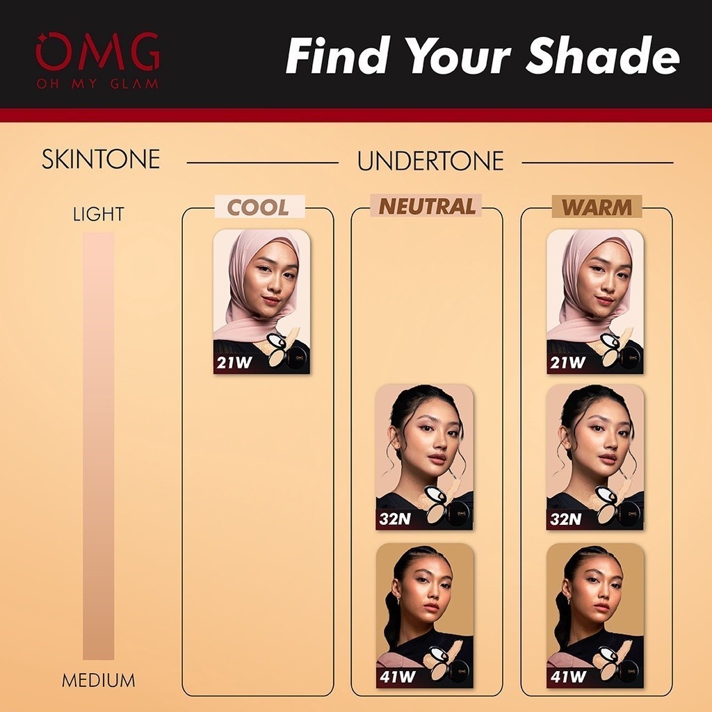 OMG Oh My Glam Coverlast Two Way Cake 12 g - Bedak Padat / Merah Jingga Official - Gambar 3