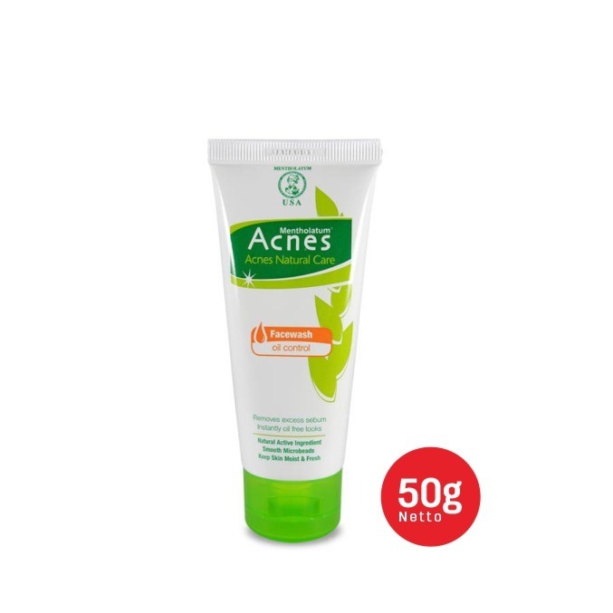 Acnes Natural Care Face Wash Oil Control 100gr - 50gr / Merah Jingga Official - Gambar 3
