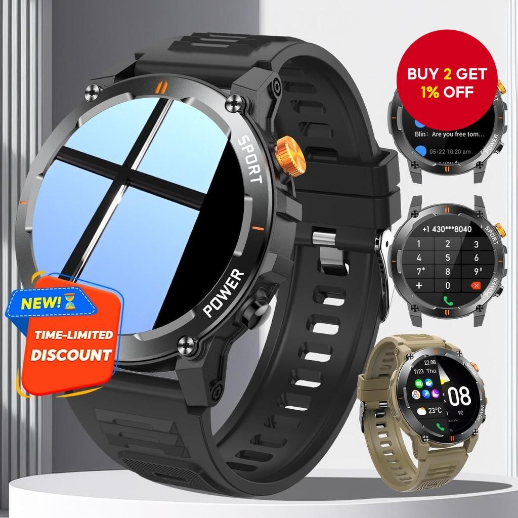 Men Smartwatch Bluetooth Call LED Flashlight IP67 Waterproof Fitness ...