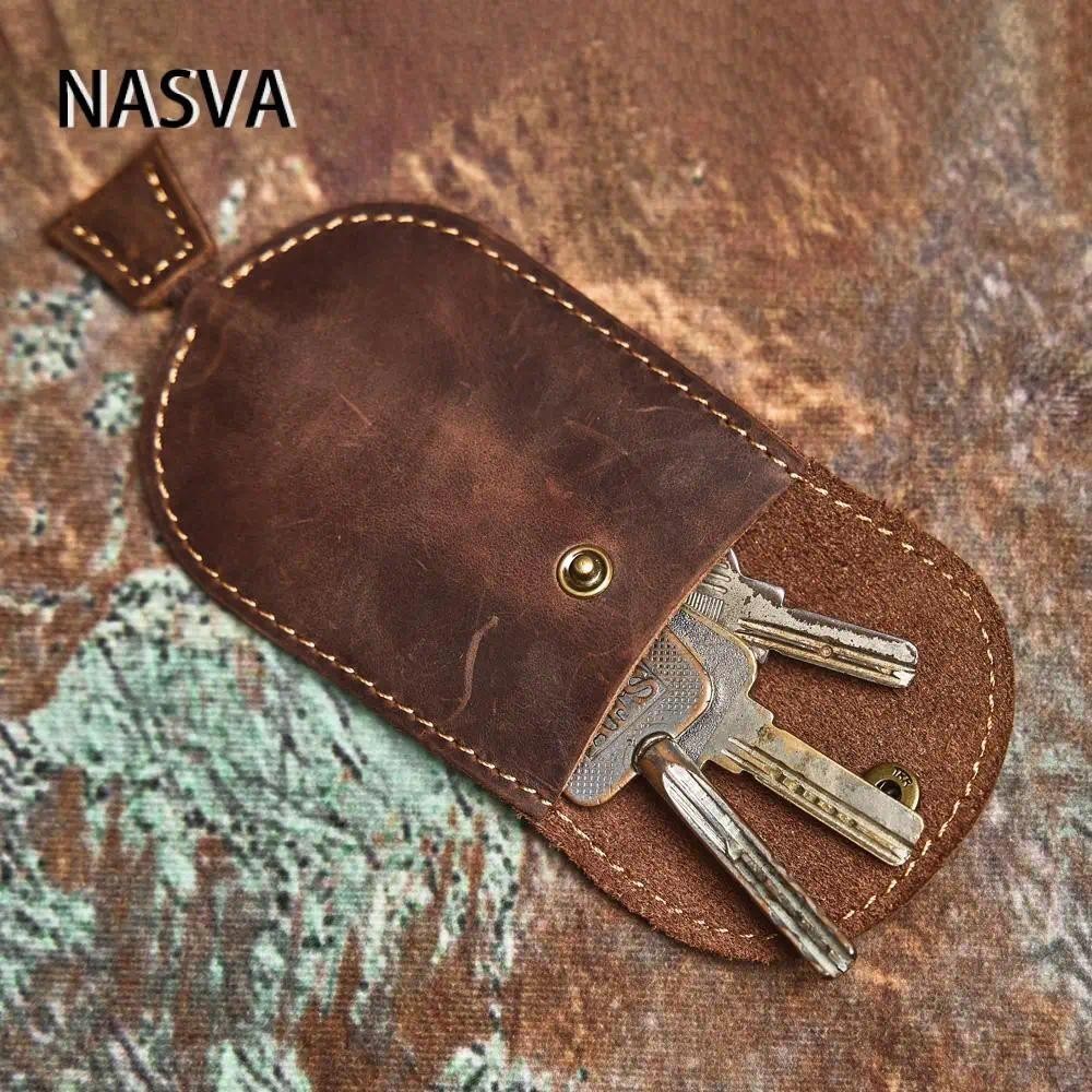 NASVA Genuine Leather Multifunctional Key Case Unisex Pull-out Key Case ...