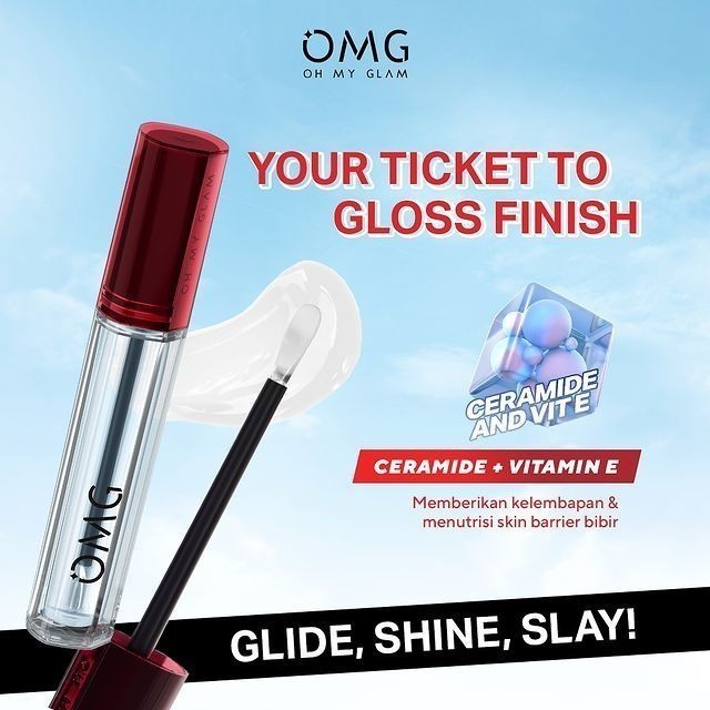OMG OH MY GLAM Gloss Lip Finish 2.7g - Lip Gloss / Merah Jingga Official - Gambar 3