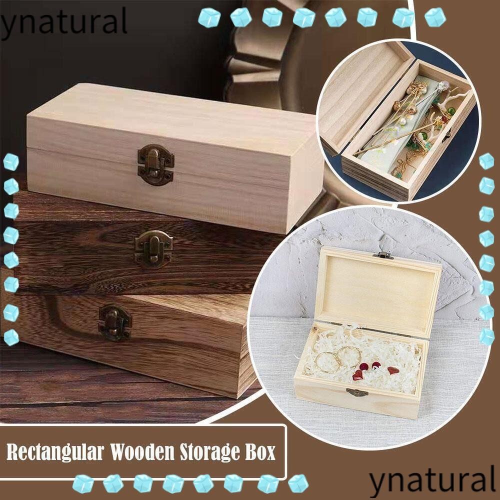 YNATURAL Gift Packaging Boxes, Vintage Flip Lid Rectangular Wooden Box ...