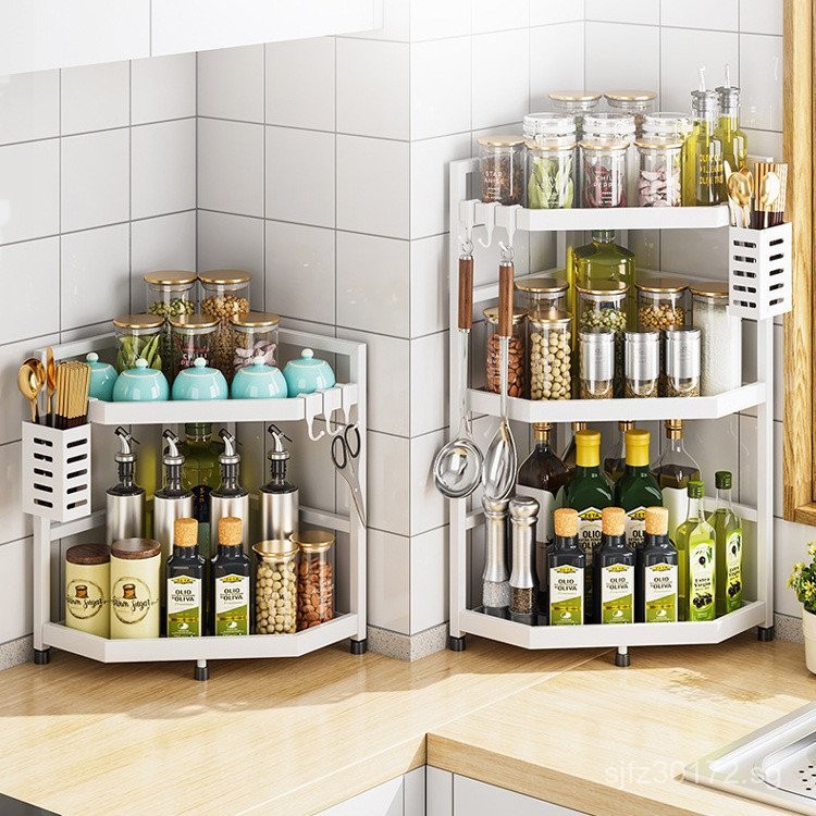 Corner Kitchen Storage Rack Triangle Organizer Stainless Steel Corner ...