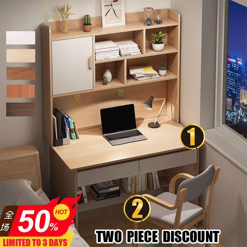 Study Table Drawer Computer With Bookshelf Combination One Home Student ...