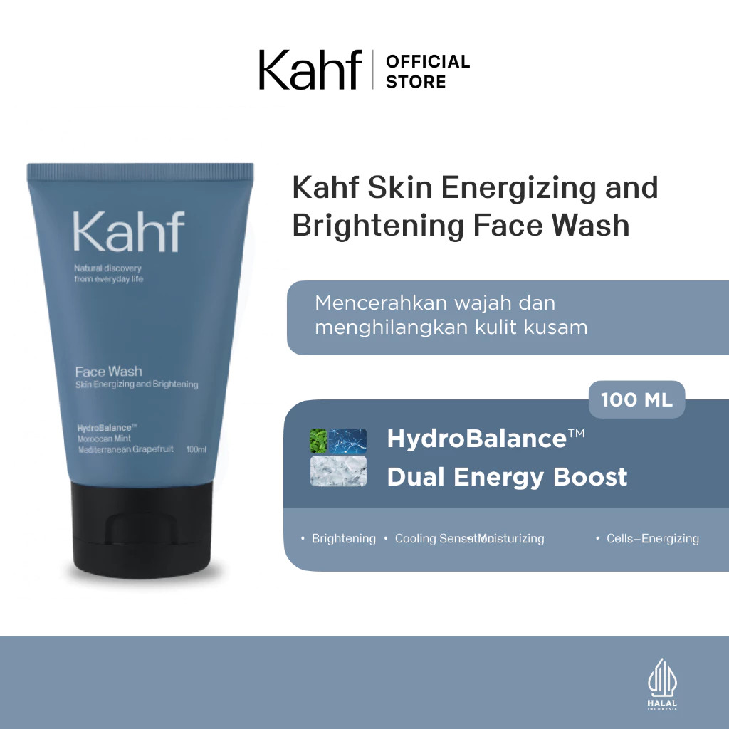 Kahf Skin Energizing and Brightening Face Wash - Pembersih Wajah Pria Cerah / Merah Jingga Official - Gambar 3