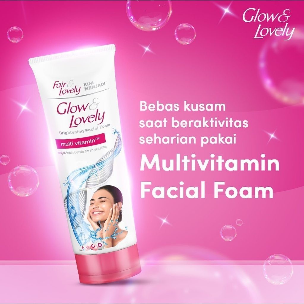 Glow & Lovely Facial Wash Multivitamin - Dermaglow Multivitamin Facial Foam / Merah Jingga Official - Gambar 2