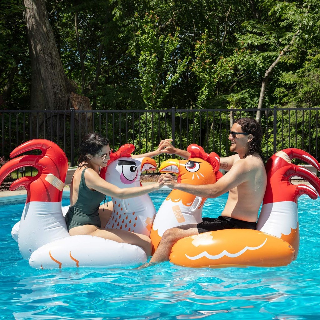 SCS Direct Chicken Fight Inflatable Pool Float Game Set - Includes 2 ...