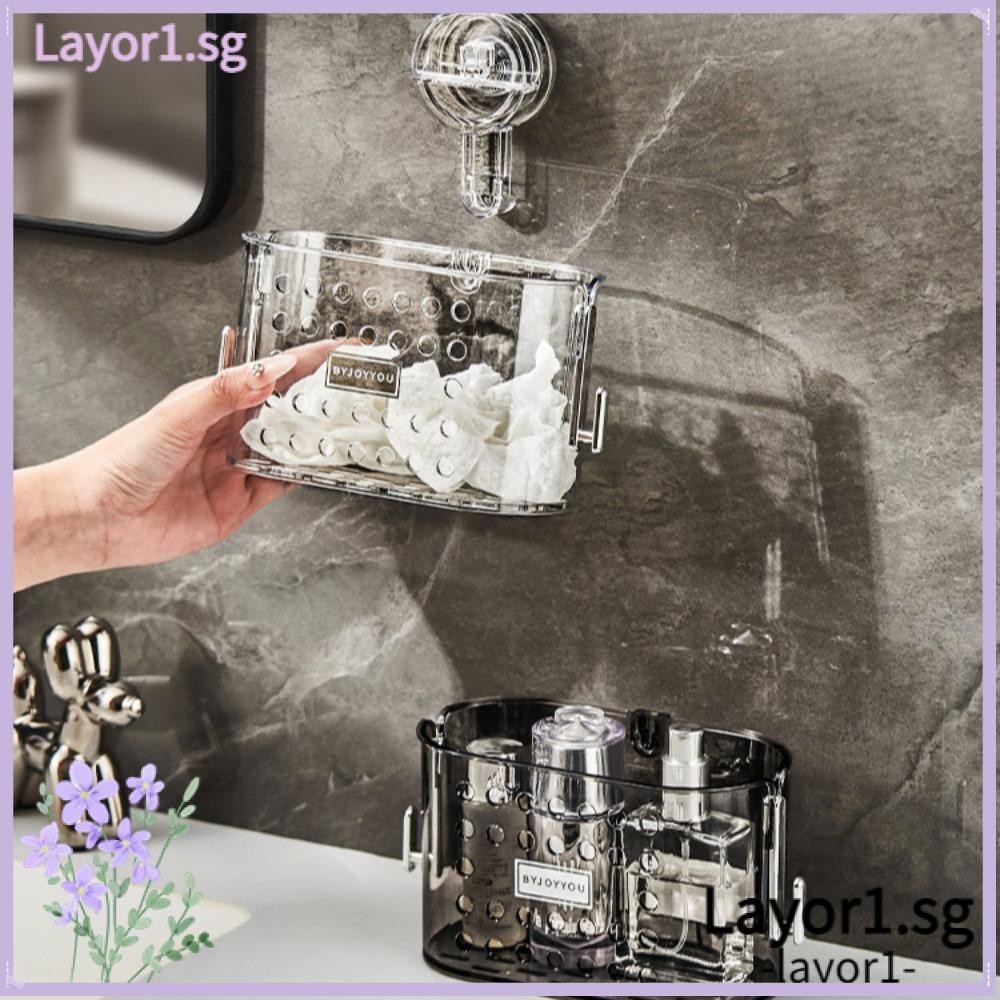 LAYOR1 Bathroom Storage Box Punch Free Wall mounted Discarded Face Towel Storage Box Detachable Multi functional Self Adhesive Suction Cup Storage Basket Shopee Singapore