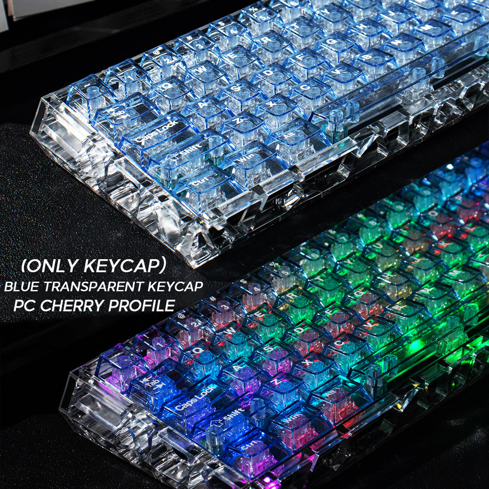 Blue Crystal Transparent Keycaps 128Keys/Set PC Material Cherry Profile ...
