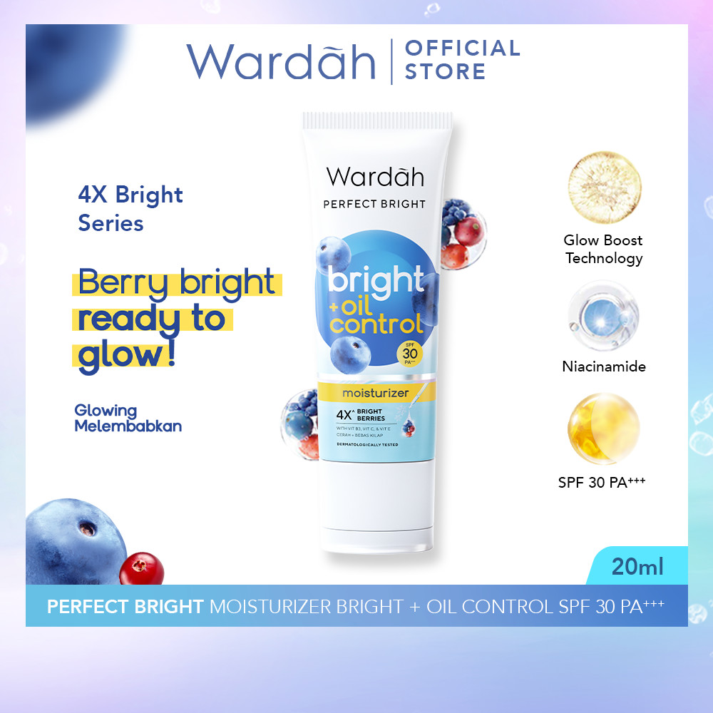 WARDAH Perfect Bright Moisturizer Bright + Oil Control SPF 30 PA+++ 20 ml - Pelembab untuk Kulit Normal Cenderung Berminyak - Mencerahkan Dengan Hasil Matte - Skincare - Gambar 2