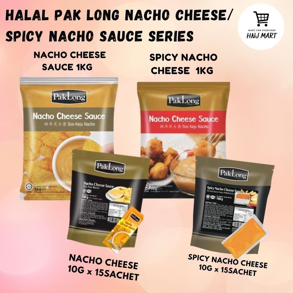 HALAL PAK LONG NACHO CHEESE/ SPICY NACHO SAUCE 1kg/ sachet 15pcs Sos