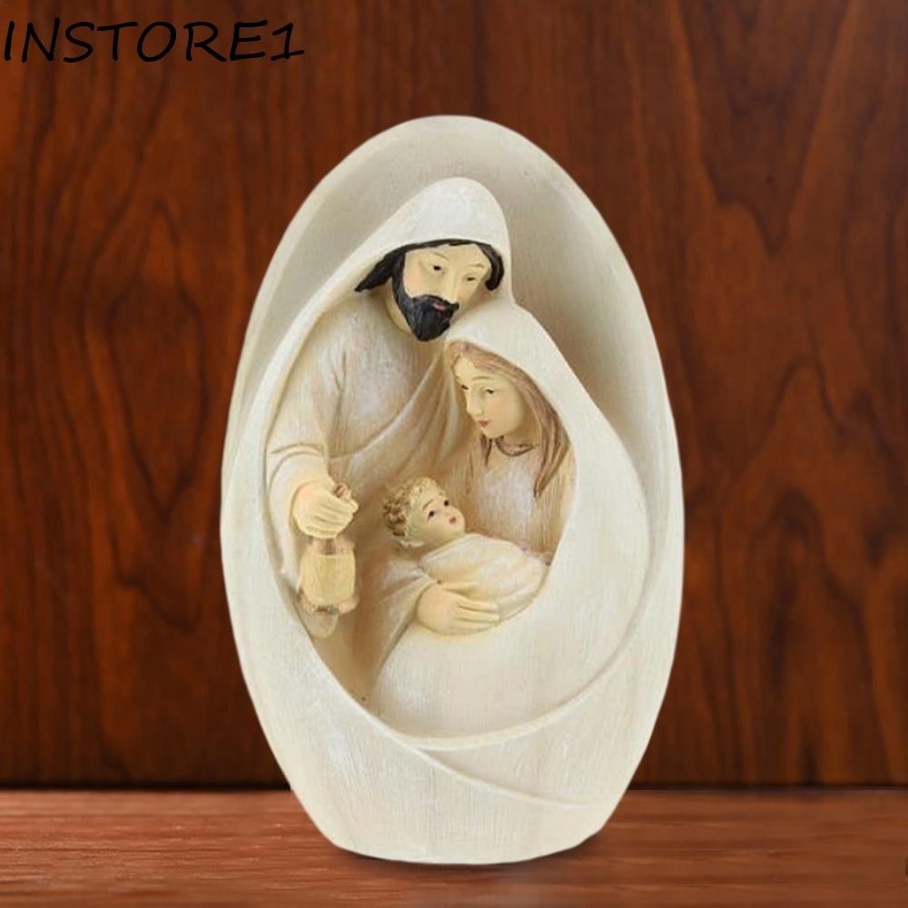 INSTORE1 Nativity Scene Statue, Exquisite Craft Holy Family Figurine