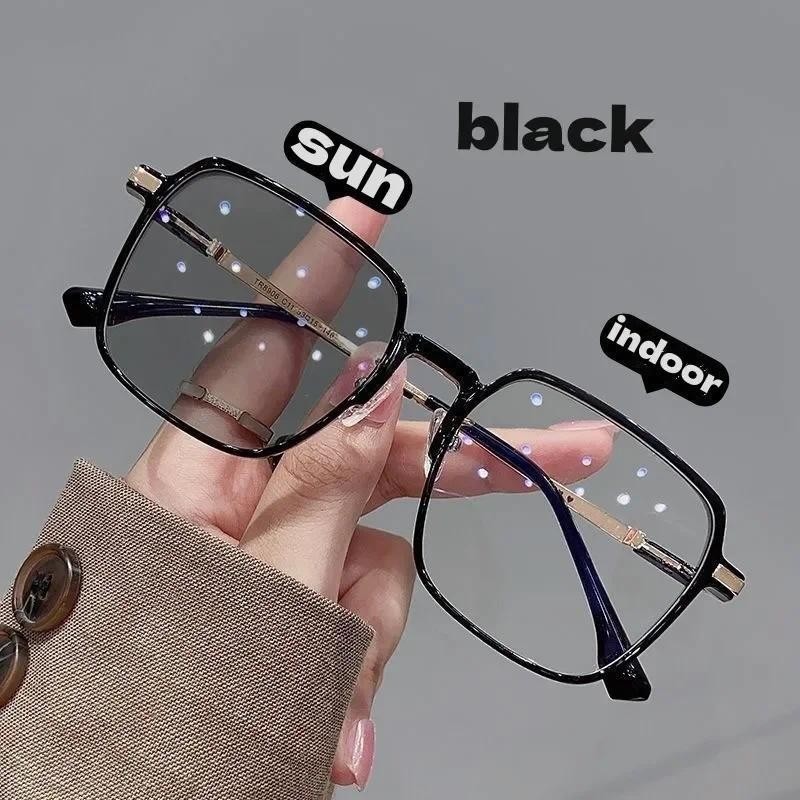 Women Photochromic Anti Radiation Glasses Large Frame Shade